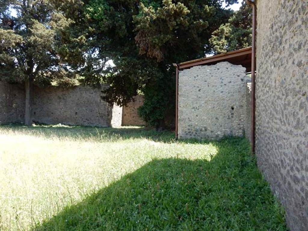 IX.14.4 Pompeii. May2017. Looking south along west wall of garden area 2. Photo courtesy of Buzz Ferebee.
