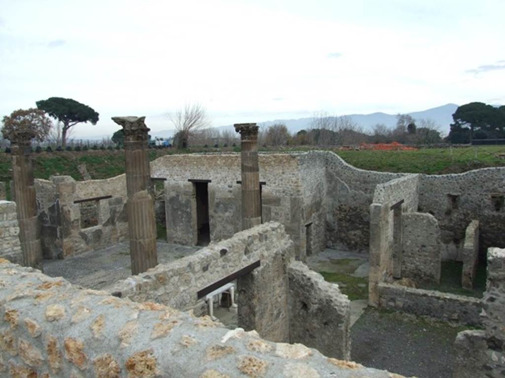 IX.14.4 Pompeii. December 2007. Looking north-east to atrium B of IX.14.4 from upper level.