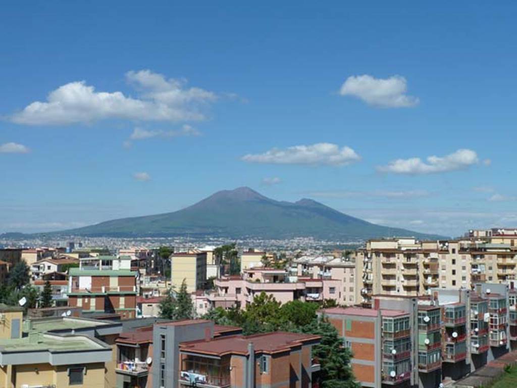 Villa San Marco, Stabiae, September 2015. Looking north from terrace towards Vesuvius.