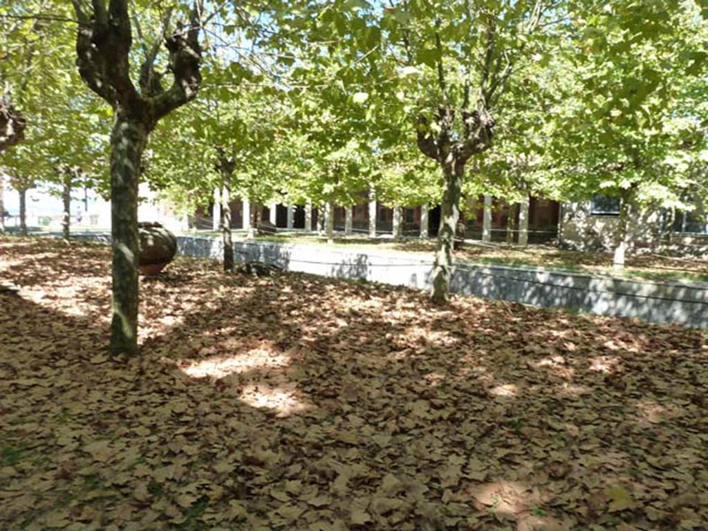 Villa San Marco, Stabiae, September 2015. Garden area 9, looking north-east towards pool in centre of garden.