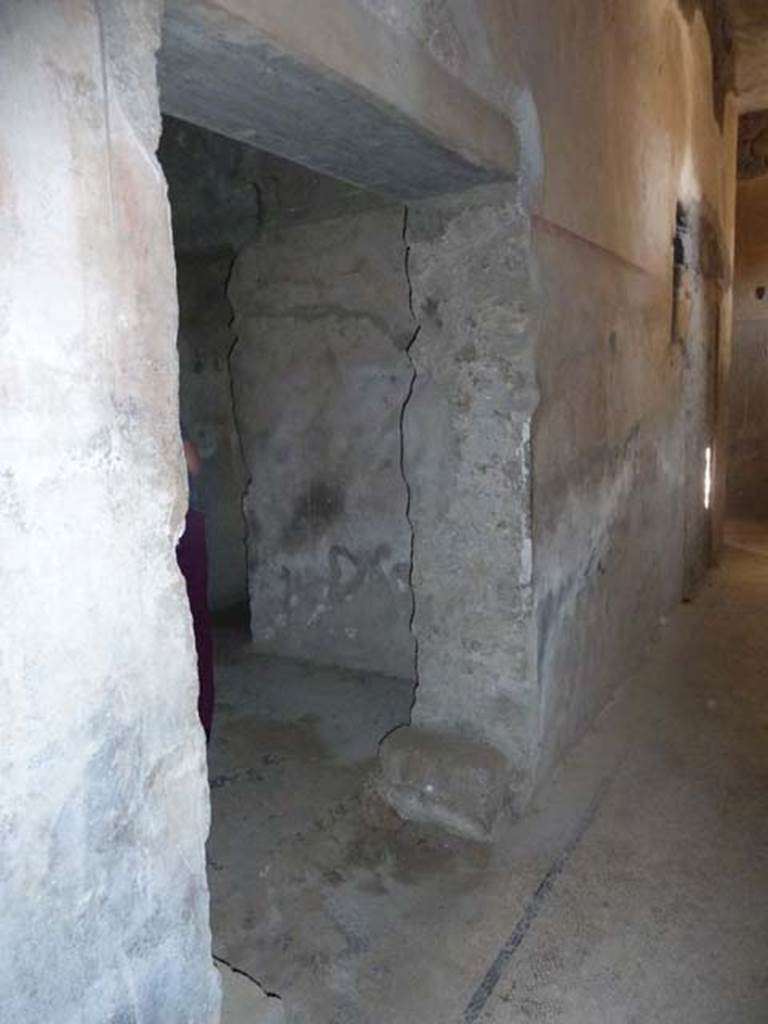 Villa San Marco, Stabiae, September 2015. Looking east in corridor 49, towards doorway to room 40, servants area.