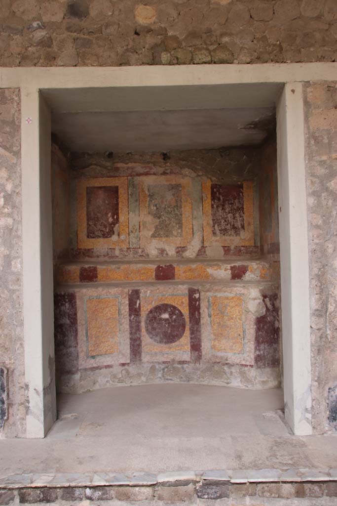 Villa San Marco, Stabiae, September 2021. 
Room 45, detail of lararium. Photo courtesy of Klaus Heese.
