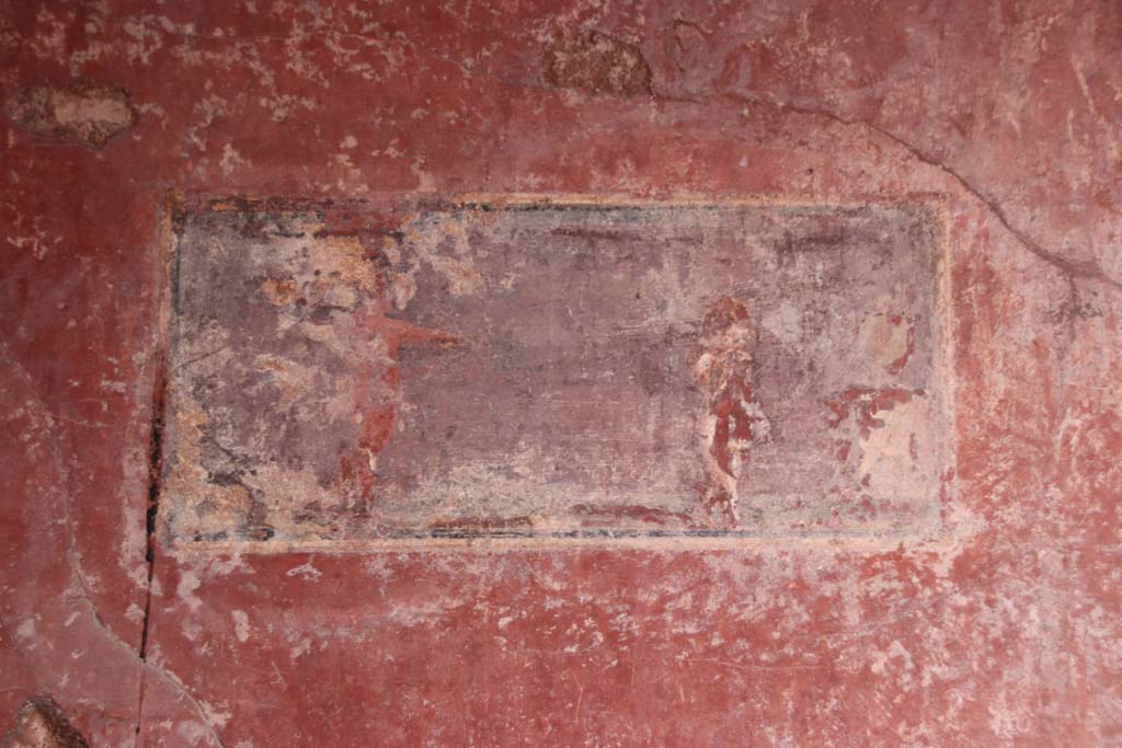 Villa San Marco, Stabiae, September 2019. Room 25, painted panel showing cupids playing, from north wall at west end. Photo courtesy of Klaus Heese.