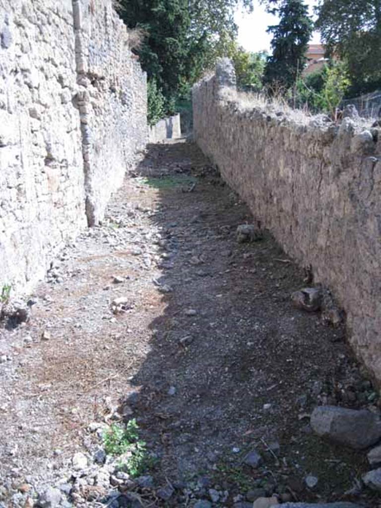 Unnamed vicolo between I.5 and I.1. September 2010. Looking south from the junction with Vicolo del Conciapelle.  Photo courtesy of Drew Baker.
