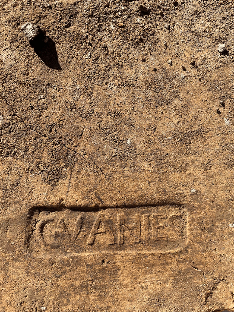 Via di Nocera a Sant'Abbondio. April 2021. Among the finds also some large tiles pertaining to the cover of the portal, three of which bearing a stamp, transported to the deposits of the Park. 

Via di Nocera a Sant'Abbondio. Aprile 2021. Tra i reperti anche alcune tegole di grosse dimensioni pertinenti alla copertura del portale, di cui tre recanti un bollo, trasportate nei depositi del Parco.

Photograph  Parco Archeologico di Pompei.
