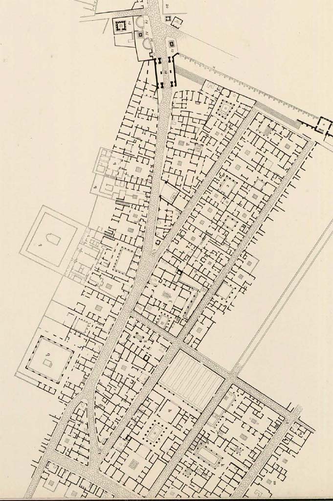 Via Consolare, Pompeii. c.1831. Detail from plan by Debret. 
See Debret F. (1777-1850), Piranesi F. (1758-1810), LaBrouste H. (1801-1875). Voyage en Italie-De Naples à Paestum, pl. 80.
INHA Identifiant numérique : NUM PC 77832 (07). See book on INHA Les documents sont placés sous « Licence Ouverte / Open Licence » Etalab 
81/264
