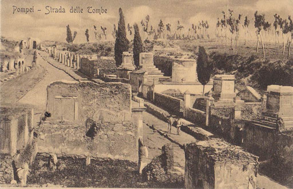 Via dei Sepolcri. Old postcard. Looking south. Photo courtesy of Drew Baker.