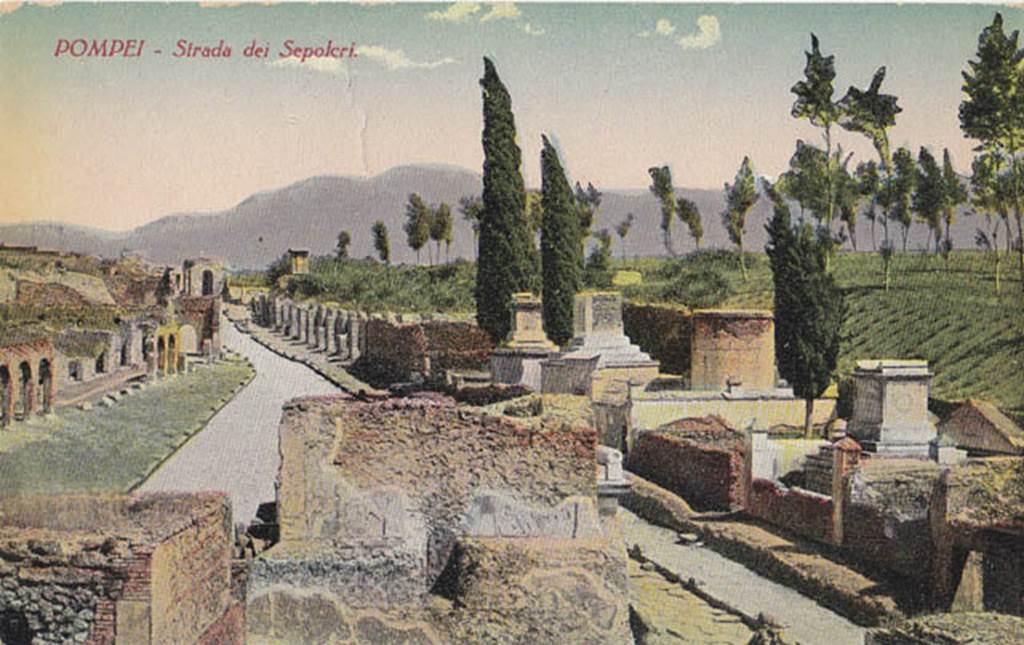 Via dei Sepolcri. Old postcard. Looking south. Photo courtesy of Drew Baker.