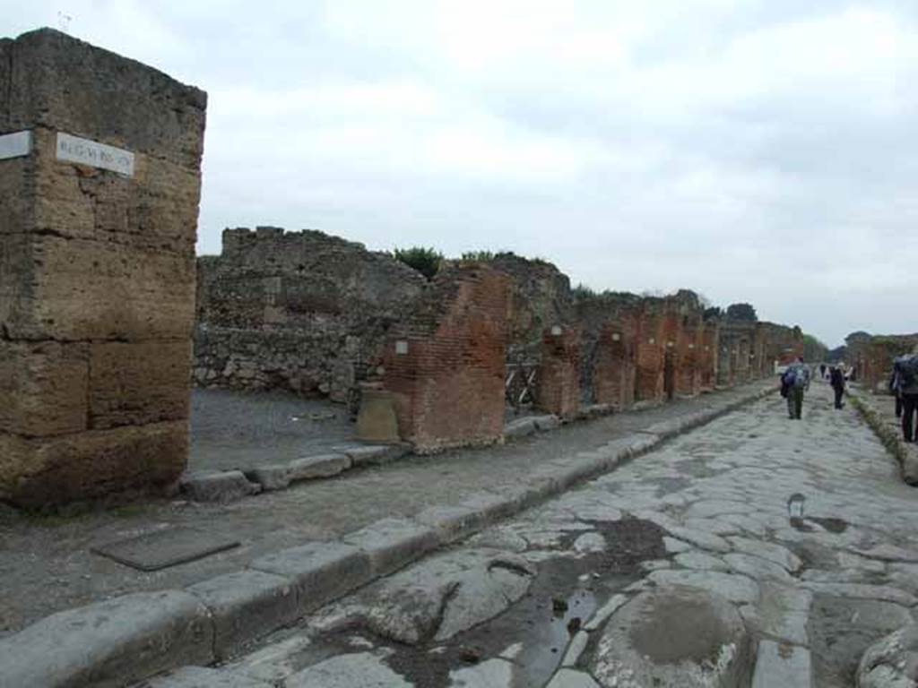 Via della Fortuna, north side, May 2010. Looking east along VI.14 from  VI.14.1.