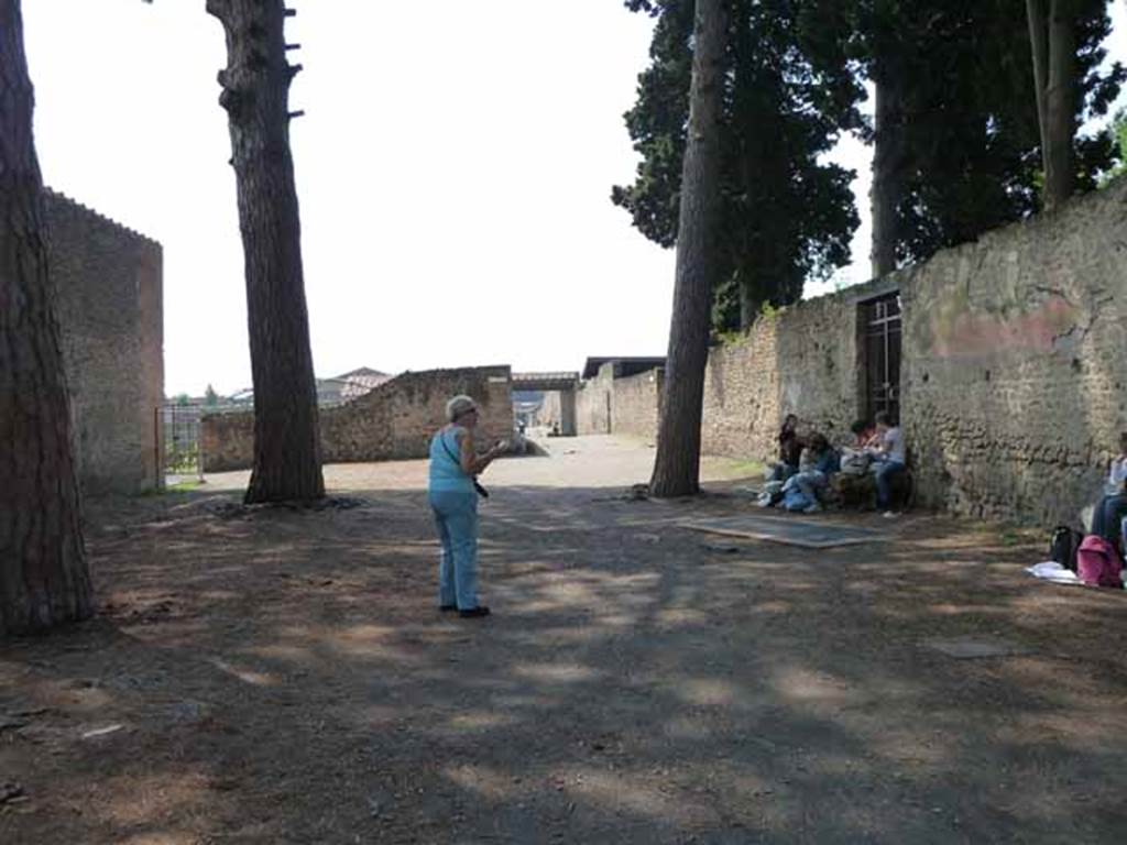 Via di Castricio, May 2010. Looking west between II.7 and II.2