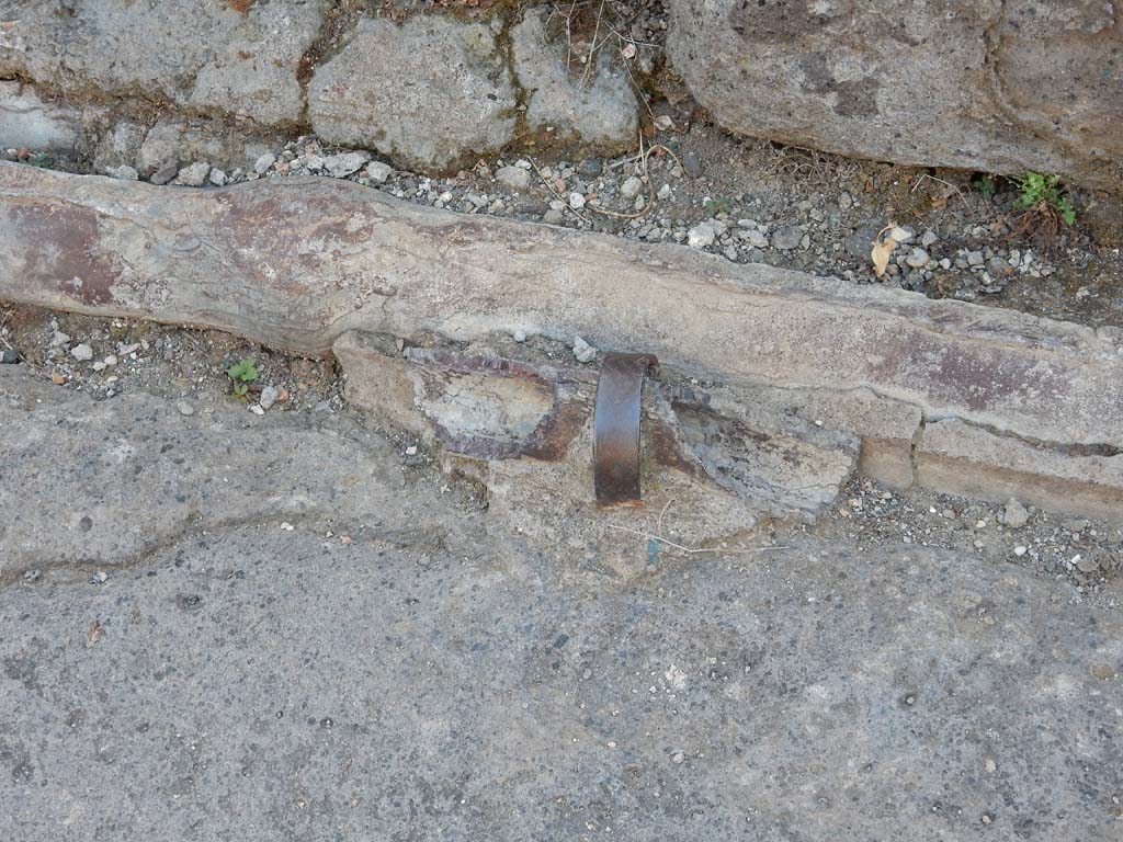 Vicolo dei Vettii, Pompeii, west side. June 2019. Detail of lead pipes in pavement outside VI.13.13.
Photo courtesy of Buzz Ferebee.
