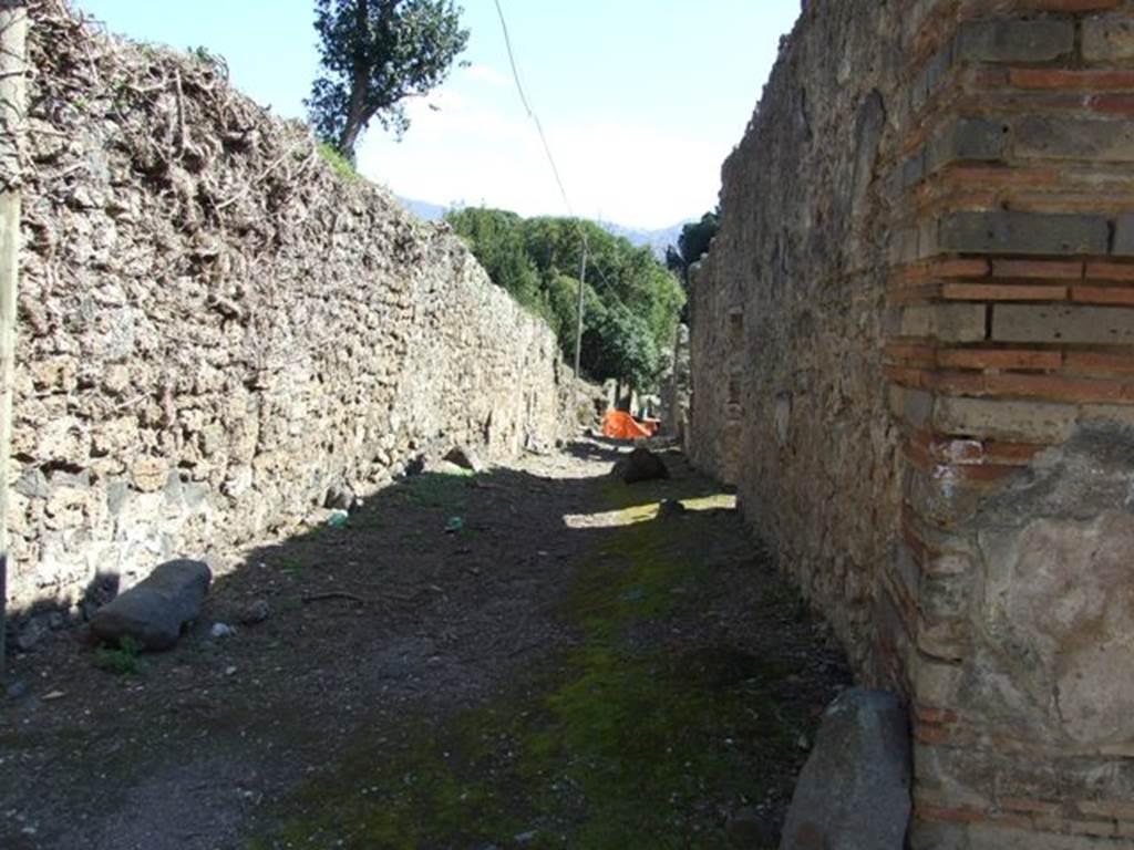 Vicolo del Citarista between I.19 and I.2. Looking south from the junction. March 2009.