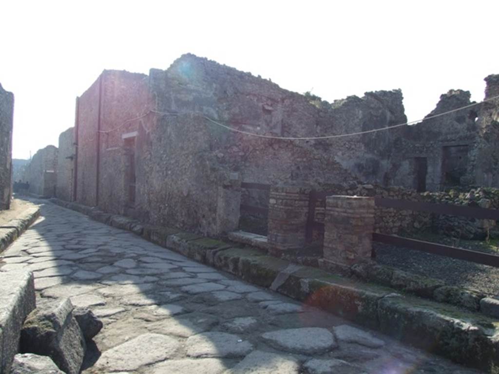 Vicolo della Maschera, west side, December 2007. Looking south from VII.10.10. 