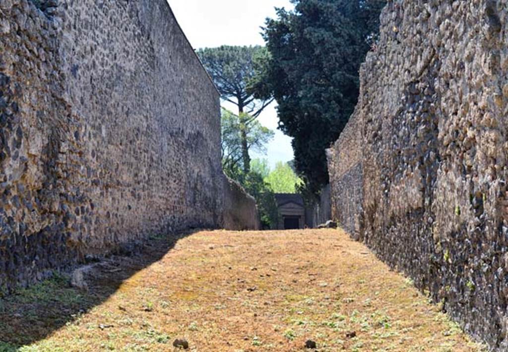 Vicolo della Venere between II.3 and II.2. April 2018. Looking south from Via dellAbbondanza.
Photo courtesy of Ian Lycett-King. 
Use is subject to Creative Commons Attribution-NonCommercial License v.4 International.
