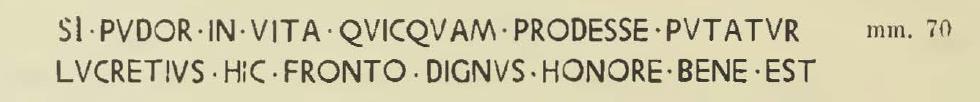 Vicolo di Lucrezio Frontone. Nearby, written in red, was the above [CIL IV 6626].
NdS comments that this was the first time an electoral recommendation had been found written as a poem.
This gave new proof of the correctness of the naming of the nearby house as the house of Lucrezio Frontone. 
