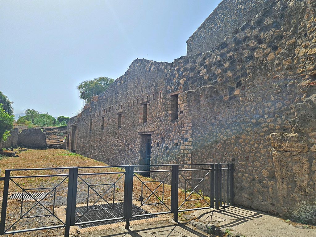 Vicolo di Paquius Proculus, Pompeii. September 2024. Looking south along west side of Vicolo. Photo courtesy of Giuseppe Ciaramella.