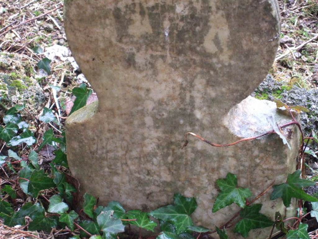 FPNF Pompeii. December 2005. Inscribed female marble columella VERANIA Q. L. CLARA. The rear of this columella has a female hair style.