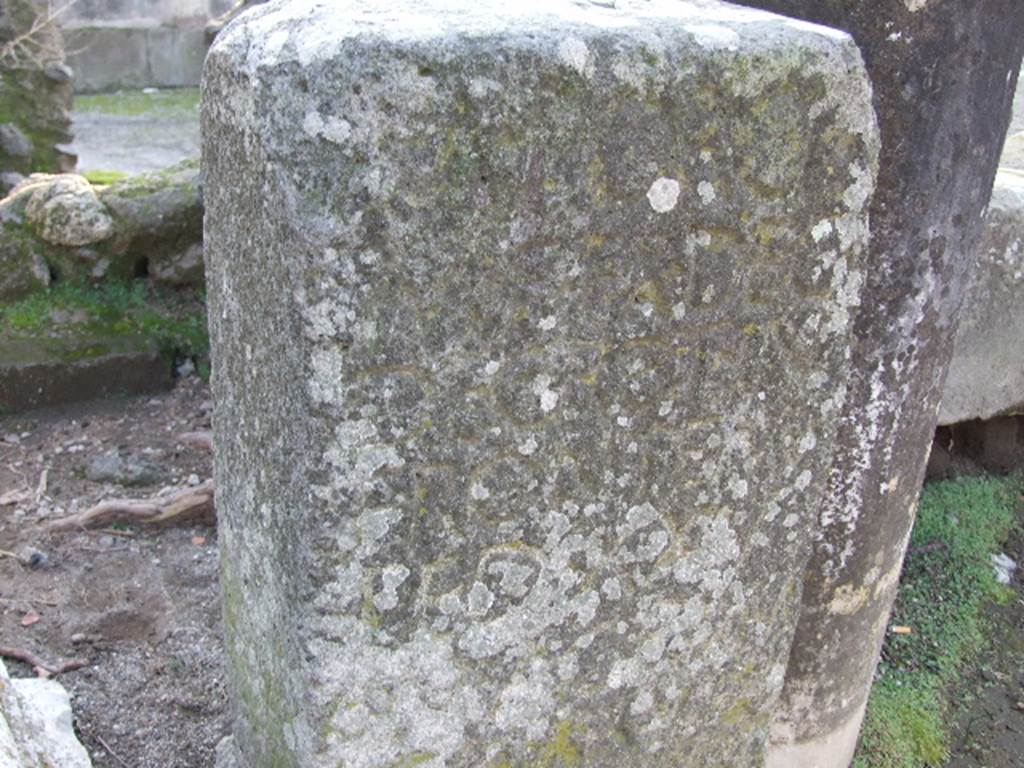 HGW03 Pompeii. December 2006. Tomb of M. Porcius. Remaining boundary stone of tomb.  
