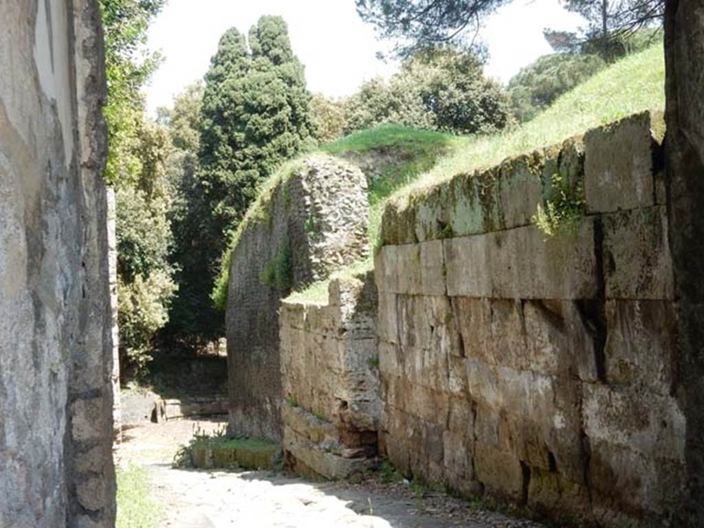 Pompeii, Nola Gate. May 2011. Looking east from gate towards Schola tomb NGH.
Photo courtesy of Buzz Ferebee.
