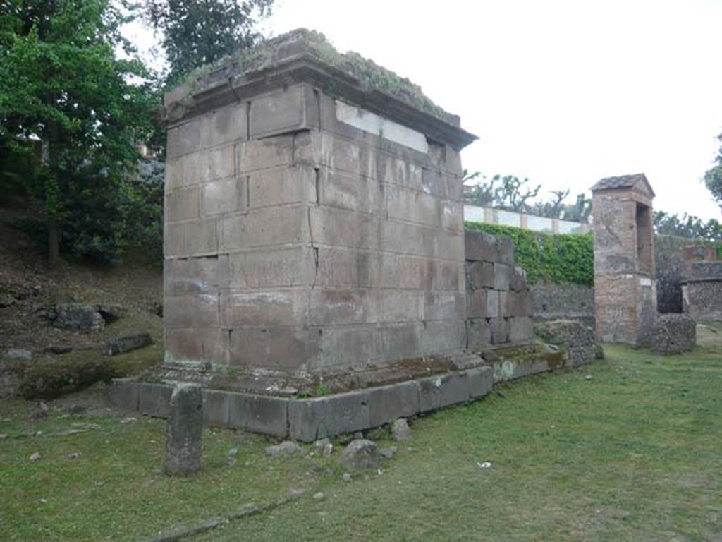 Pompeii Porta Nocera. Tomb 17OS. May 2011. Tomb of Lucius Tillius and the Tillii. 
Looking west along tombs 19OS, 21OS and 23OS.
Photo courtesy of Buzz Ferebee.
