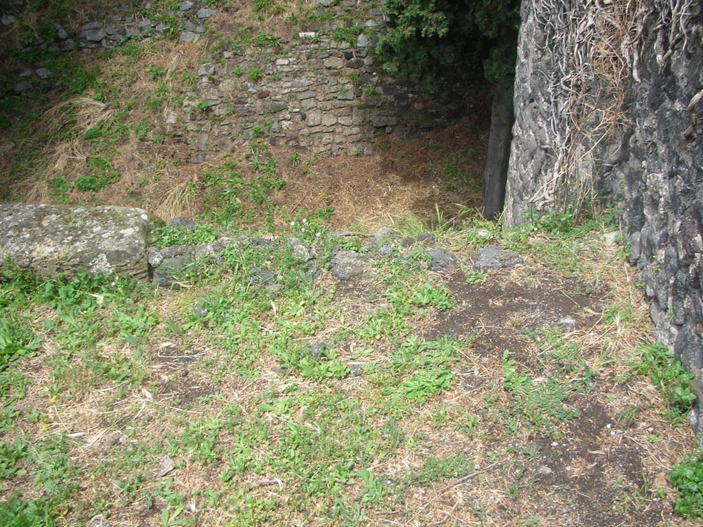 Tower X, Pompeii. May 2010. Looking north on wall-walk, with west wall of first floor, on right. Photo courtesy of Ivo van der Graaff.