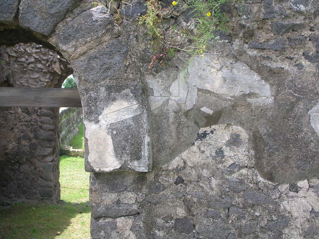 Tower X, Pompeii. May 2010. Looking west towards north end of doorway on first floor wall-walk. Photo courtesy of Ivo van der Graaff.