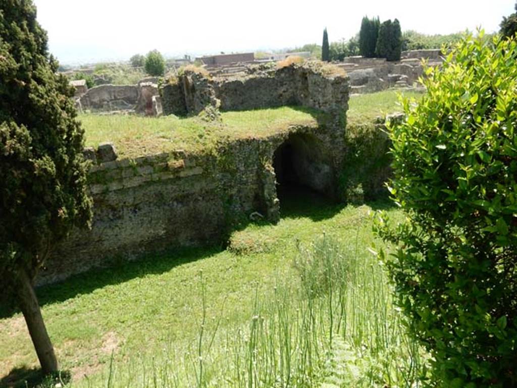 T12 Pompeii. Tower XII. May 2015. Looking south-west from walk around walls towards east side of T.12. Photo courtesy of Buzz Ferebee.
