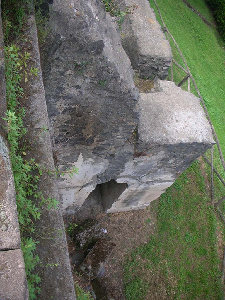 Tower VI, Pompeii. May 2010. 
Looking down towards doorway and south-east corner. Photo courtesy of Ivo van der Graaff.
