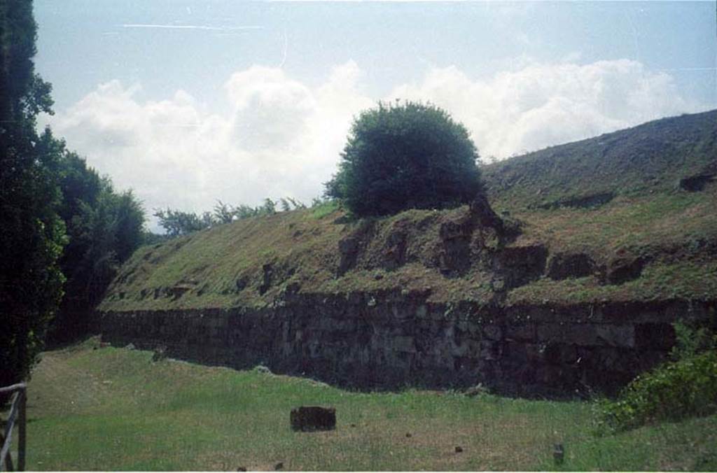 Pompeii city walls near Tower VIII. July 2011. Looking east. Photo courtesy of Rick Bauer.