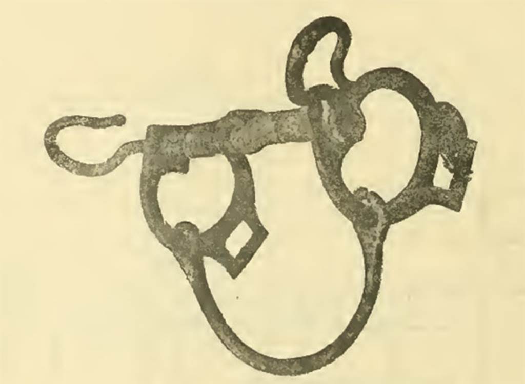 Villa of T. Siminius Stephanus, fondo Masucci-D'Aquino. 3rd July 1897. Bronze horse fittings found in room B. See Notizie degli Scavi di Antichit, 1898, fig.2, p. 496. Now in Naples Archaeological Museum. 