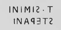 Villa of T. Siminius Stephanus, fondo Masucci-D'Aquino. Found 17th September 1897, in area M of the peristyle. Drawing of rectangular bronze seal found in the layer of ash and at a depth of 2 metres. It had the following words in raised lettering 
T SIMINI
STEPANI
The name of Siminius was not common in Campania, and occurs only once in an epigraph puteolana (CIL X 2960). See Notizie degli Scavi di Antichit, 1898, p. 500.
