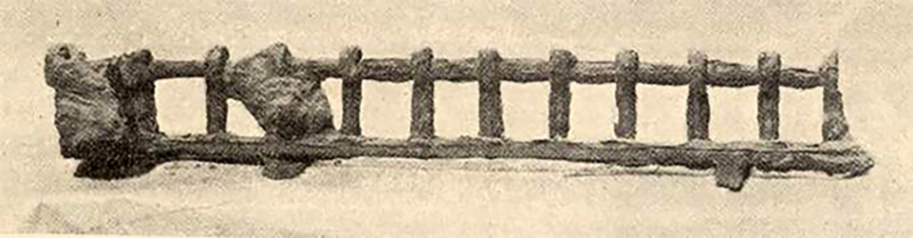 Villa of Agrippa Postumus Boscotrecase. 1922. Room 1. NdS Fig.3: showing the iron fetter used for shackling the slaves. 
See Notizie degli Scavi di Antichità, 1922, p. 463 fig. 3.
