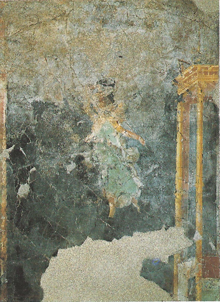 Complesso dei triclini in località Moregine a Pompei. Triclinium D. 
Vittoria alata che regge un tirso nella mano sinistra. Winged Victory holding a thyrsus in the left hand.
PAP inventory number 25945.
