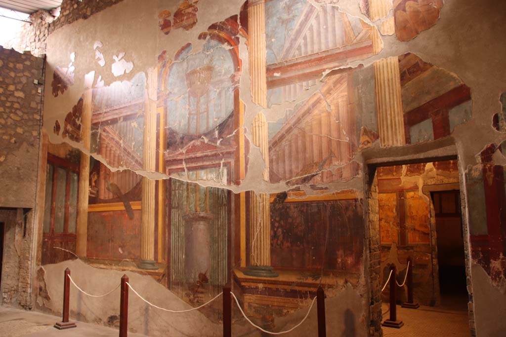 Oplontis Villa of Poppea, October 2020. Room 15, looking north along east wall. Photo courtesy of Klaus Heese.