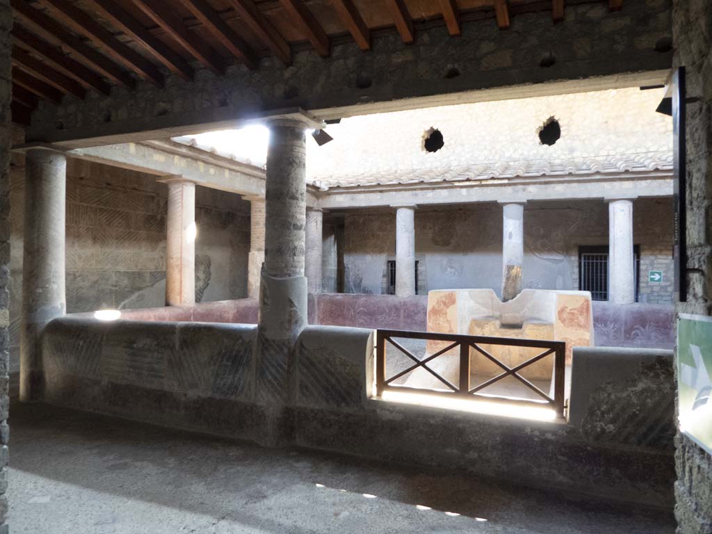 Oplontis Villa of Poppea, September 2017. Room 32, looking north-east from end of room 27. 
Foto Annette Haug, ERC Grant 681269 DÉCOR.
