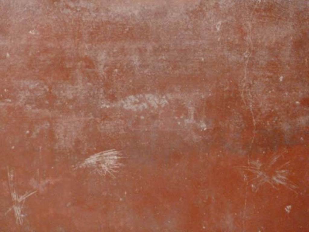 Oplontis, September 2015. Room 55, painted bird in middle of red panel on south wall.