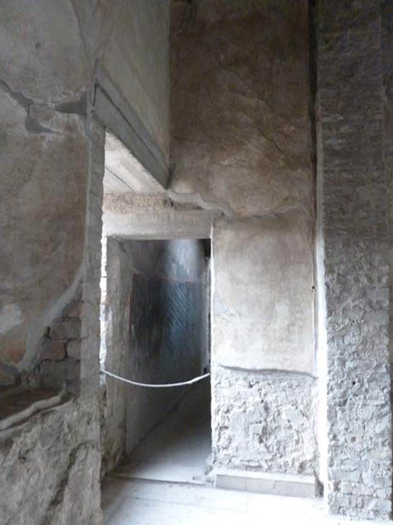 Oplontis, September 2015. Room 64, north-west corner with doorway to corridor 67.