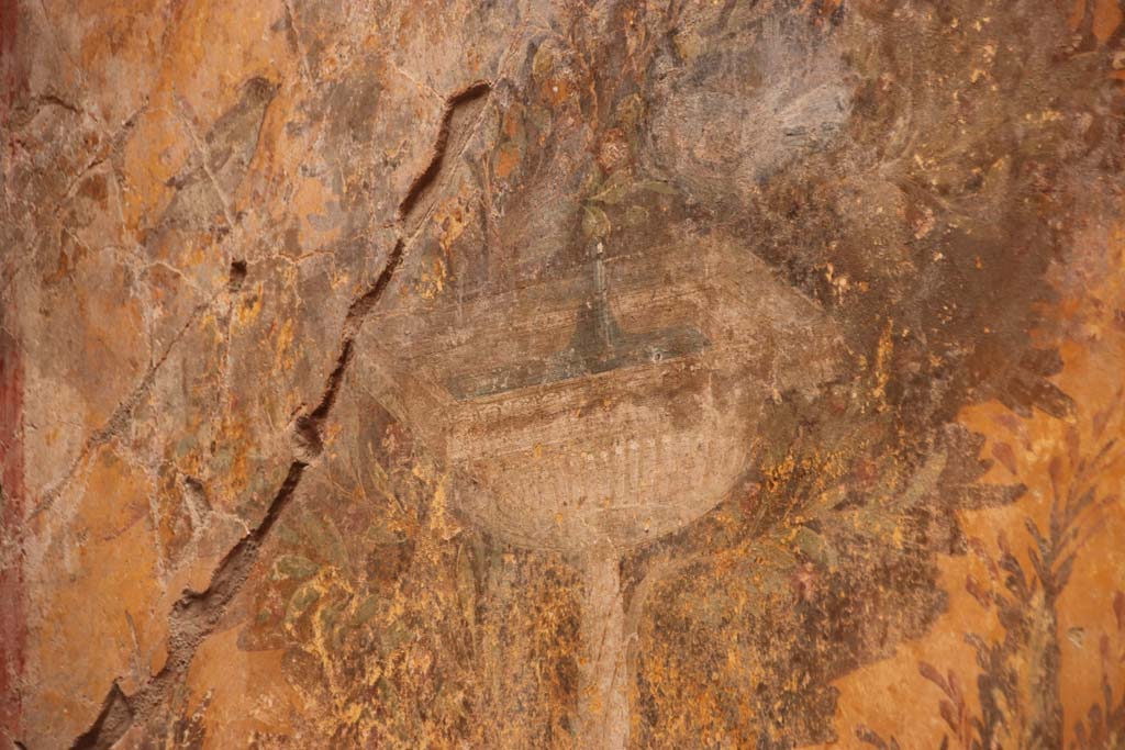 Oplontis Villa of Poppea, October 2020. Room 70, north end of east wall, detail of square fountain. Photo courtesy of Klaus Heese. 