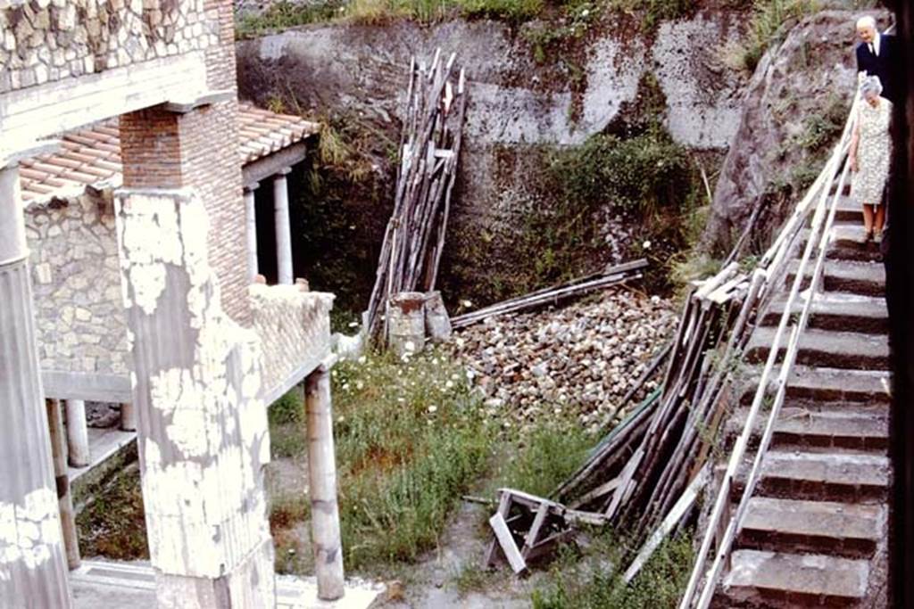 Oplontis, 1972 (or 1973).  Entrance steps. Photo by Stanley A. Jashemski. 
Source: The Wilhelmina and Stanley A. Jashemski archive in the University of Maryland Library, Special Collections (See collection page) and made available under the Creative Commons Attribution-Non Commercial License v.4. See Licence and use details. J72f0256
