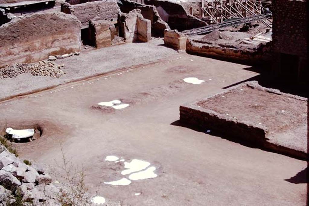 Oplontis, 1975. Looking south-east across a cleaned north garden. Photo by Stanley A. Jashemski.   
Source: The Wilhelmina and Stanley A. Jashemski archive in the University of Maryland Library, Special Collections (See collection page) and made available under the Creative Commons Attribution-Non Commercial License v.4. See Licence and use details. J75f0523
