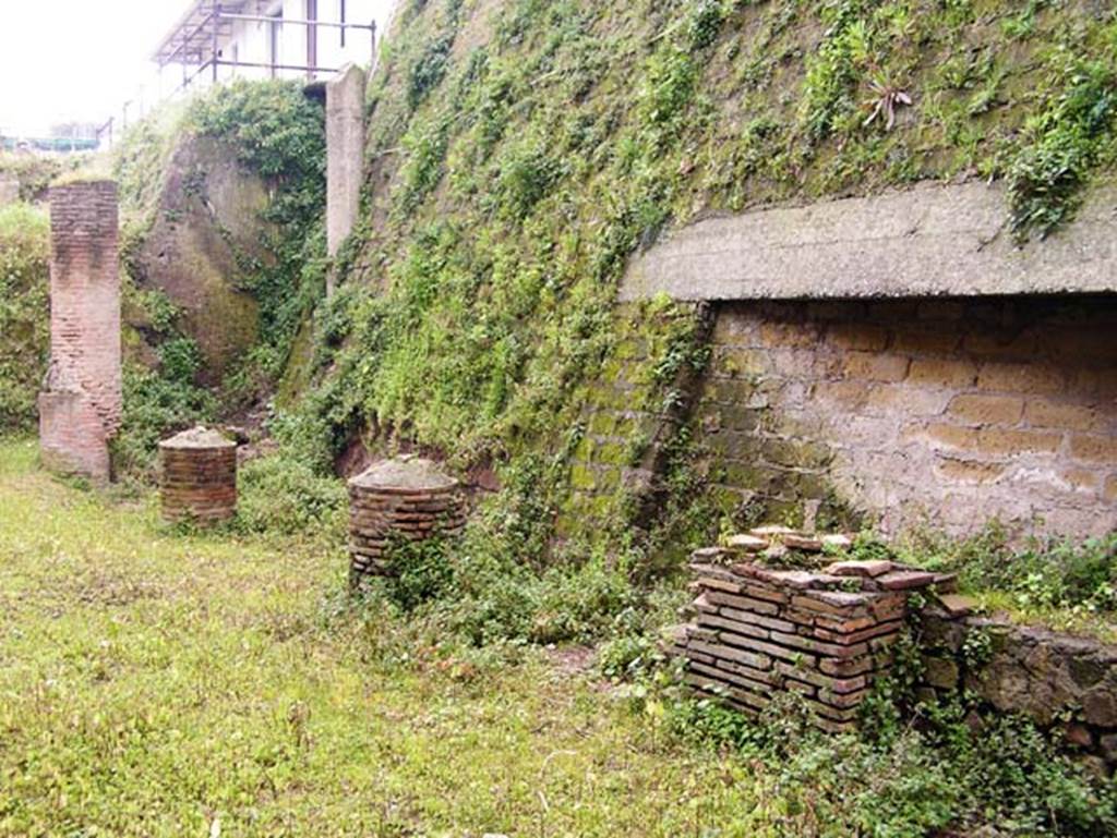 Oplontis, Villa of Lucius Crassius Tertius. March 2005. Remains of pilasters on south side. Photo courtesy of Massimo Gravili.