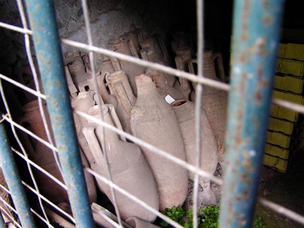 Oplontis, Villa of Lucius Crassius Tertius. March 2005. Excavated amphorae in storage. Photo courtesy of Massimo Gravili.