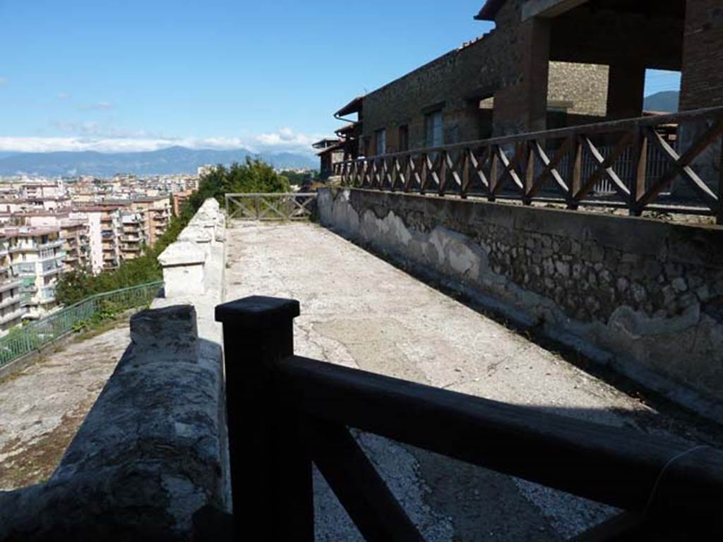 Stabiae, Villa Arianna, September 2015. Three terraces (loggia 54, lower terrace B and lowest terrace C) enjoying the view of Castellammare di Stabia.