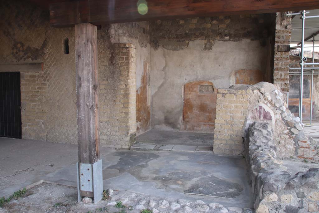 Stabiae, Villa Arianna, September 2021. Room 40, looking west towards painted west wall, from room 34. Photo courtesy of Klaus Heese.