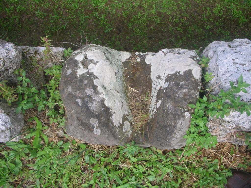 City Walls on north side of Pompeii. May 2010. 
Detail from wall on east side of Tower XI. Photo courtesy of Ivo van der Graaff.
