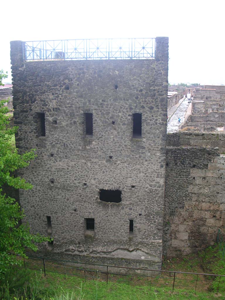 Tower XI, Pompeii. May 2010. Looking south at north side of Tower. Photo courtesy of Ivo van der Graaff.