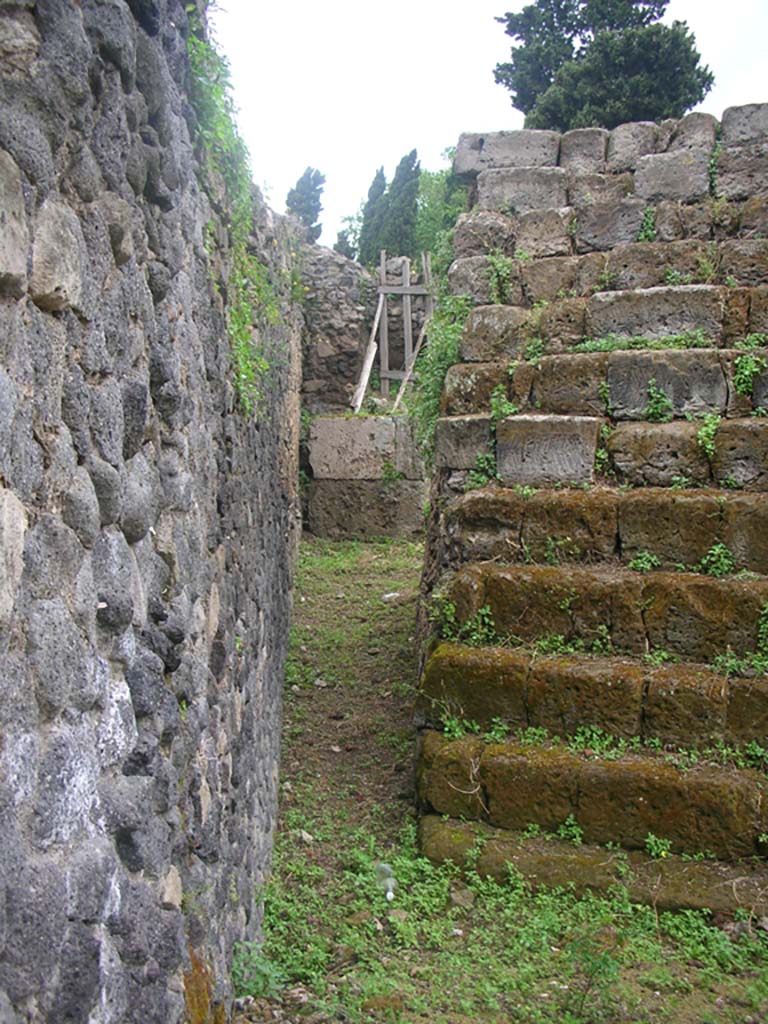 VI.1.1 Pompeii. May 2010. West end of steps up to the city wall. Photo courtesy of Ivo van der Graaff.