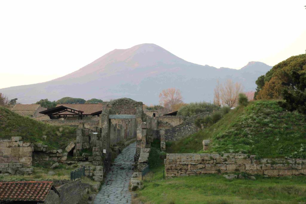 City walls on either side of Porta Nocera. December 2018. Looking north. Photo courtesy of Aude Durand.