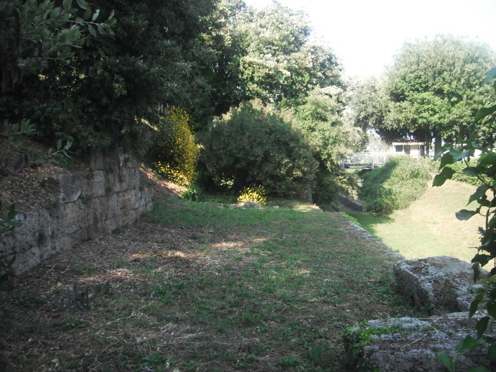 Walls on east side of Tower III, Pompeii. May 2011. Looking east along top of wall. Photo courtesy of Ivo van der Graaff.