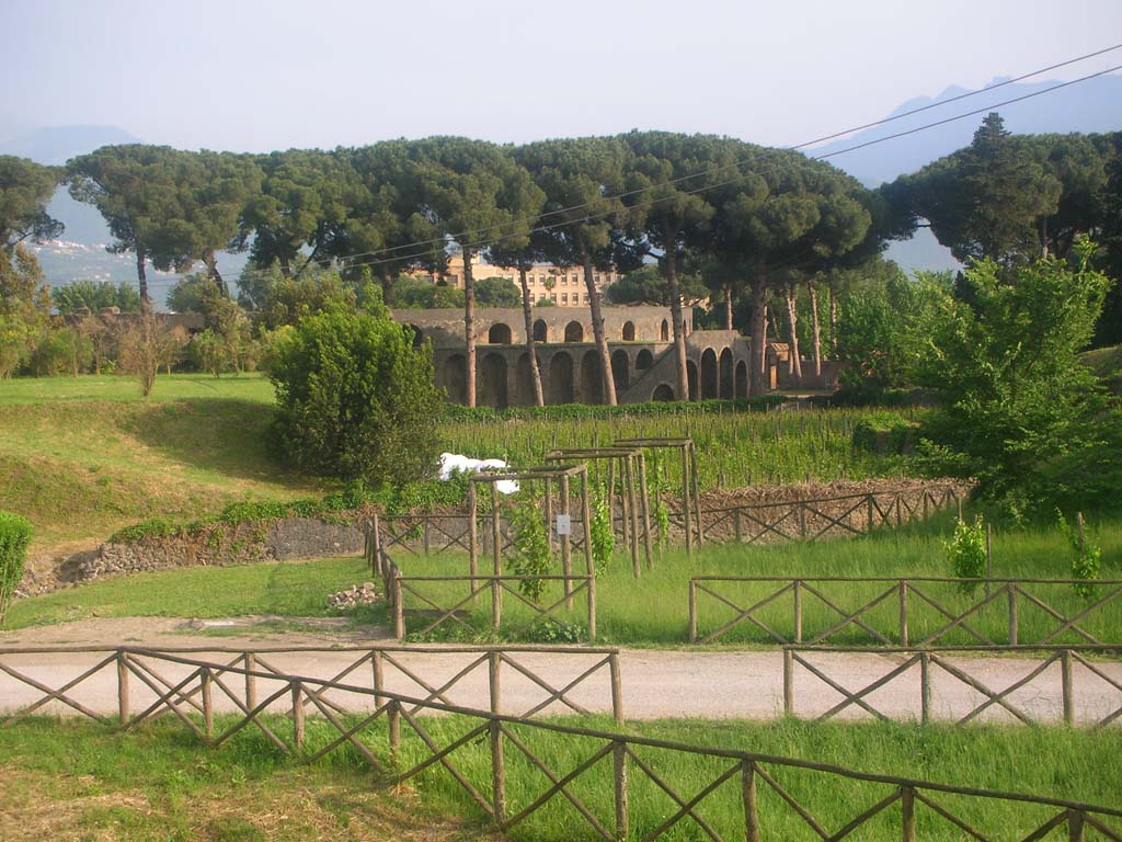 Pompeii city walls between Porta Sarno and the Porta Nola. May 2010. Looking south from Tower VII. Photo courtesy of Ivo van der Graaff.